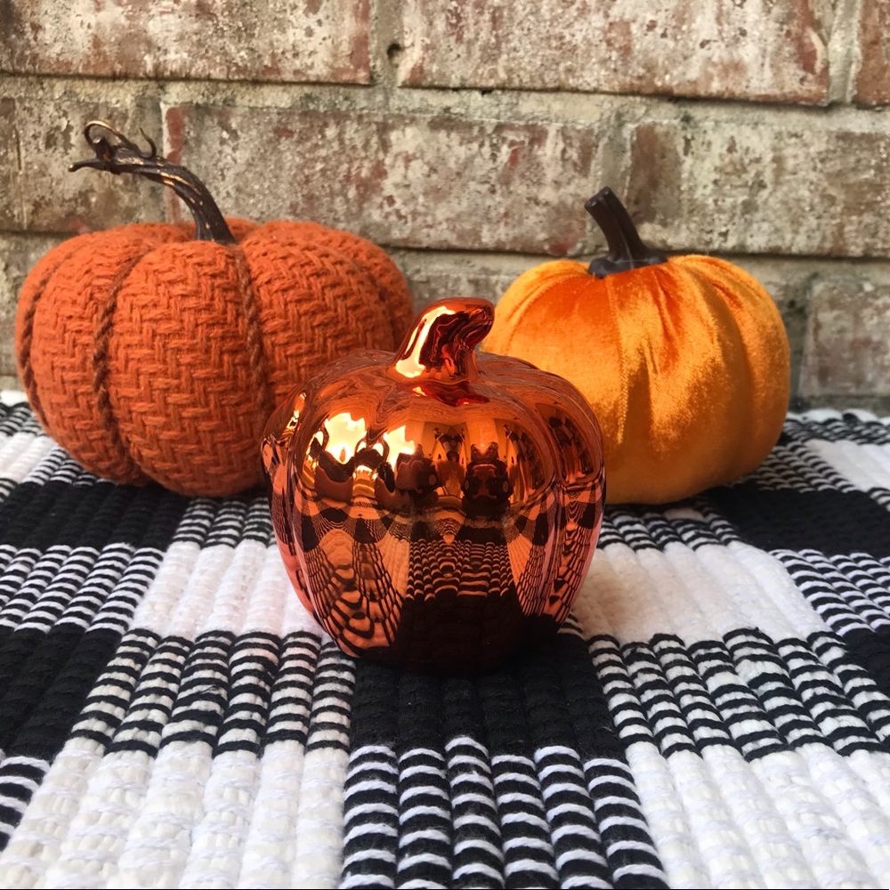 Fall decor fabric velvet & metallic pumpkin bundle